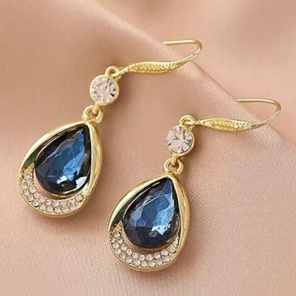 Jewelry - 925post Blue Crystal Peacock Stud Earrings